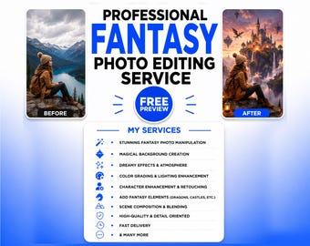Fantasy-Fotobearbeitungsservice | Kreative Photoshop-Manipulation, magische Fotobearbeitung, Fantasy-Porträts, surreale Bild- und Hintergrundbearbeitung