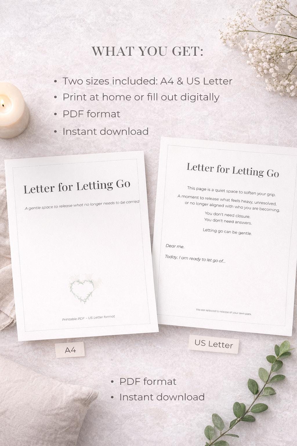 Letting Go Letter Printable | Release & Healing Journal (A4/US Letter ...