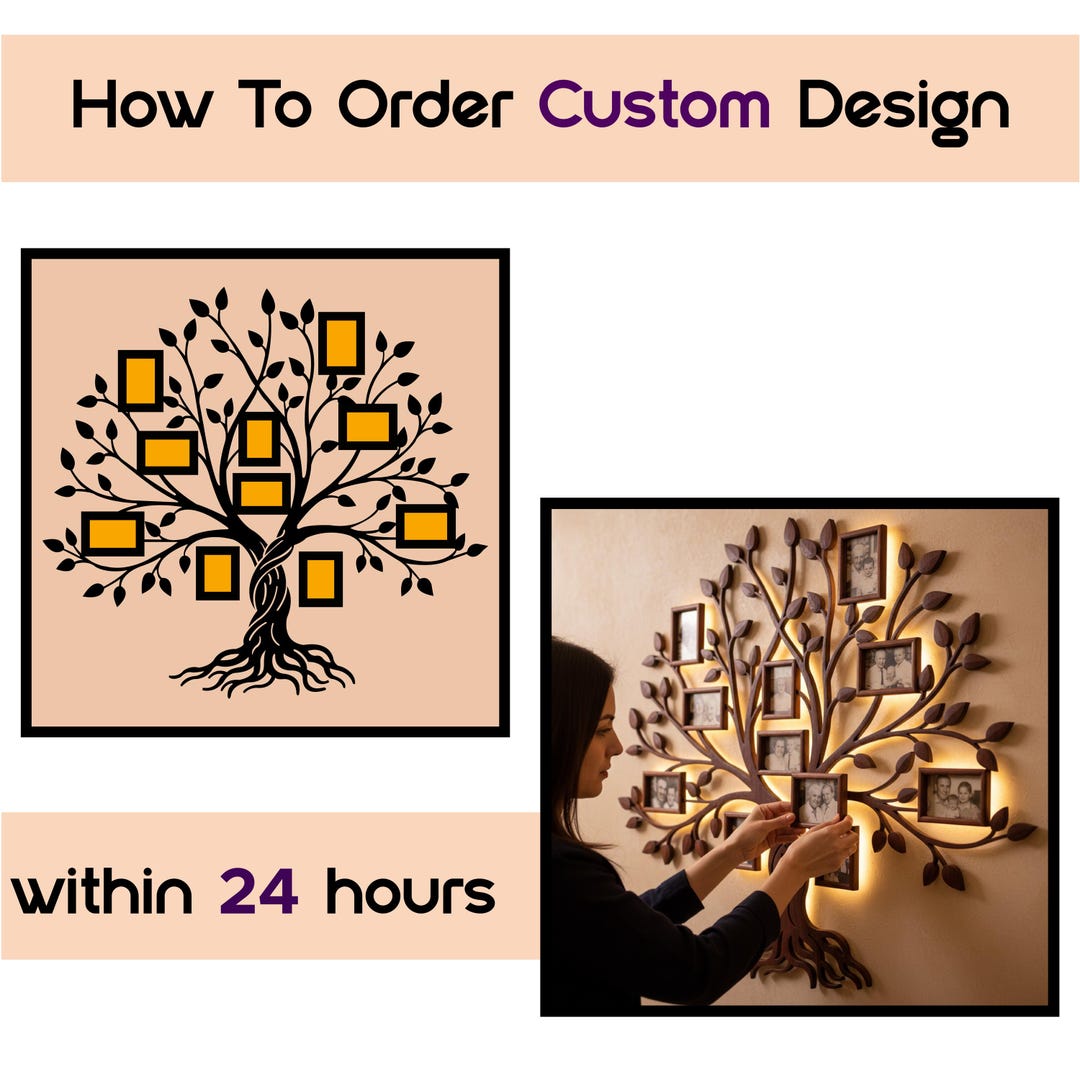 Custom Family Tree Photo Frame Design, Personalized Wall Art (digital ...