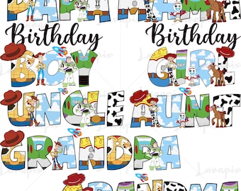 Toy Story Birthday Name PNG Clipart, Custom Cartoon Letters (Digital Set)