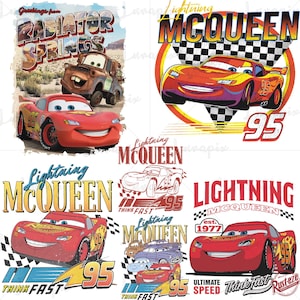 Lightning McQueen PNG Bundle – Cars Movie Retro Racing Cartoon Design