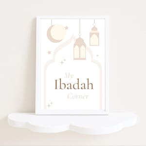 mon affiche faisant le coin d'Ibadah | Impression islamique inspirée de Montessori | Décoration coin d'apprentissage du Ramadan | Imprimable chambre musulmane pour tout-petit