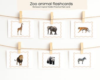 Zoo Animal Flashcards for Toddlers | Montessori Animal Cards | Safari & Zoo Animals | Preschool Learning | Basic Version | Printable