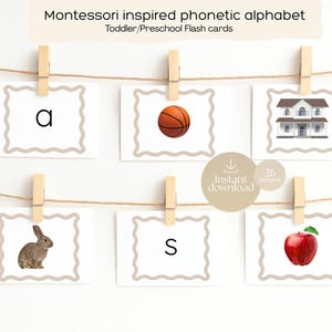Cartes mémoire de l'alphabet phonétique d'inspiration Montessori pour les tout-petits | Cartes d'apprentissage « Sons pour débutants » | La phonétique préscolaire