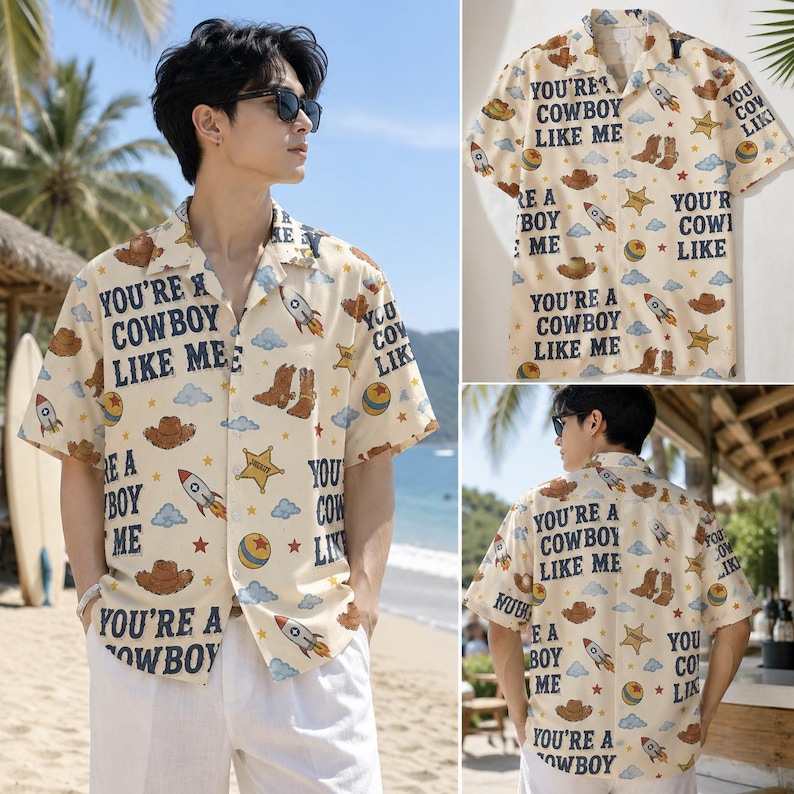 Vintage Tay Story Hawaiian Shirt, You're A Cowboy Like Me Hawaiian Shirt, Toy Story 5 Hawaiian Shirt, WDW Disneyland Family Vacation Trip image 3