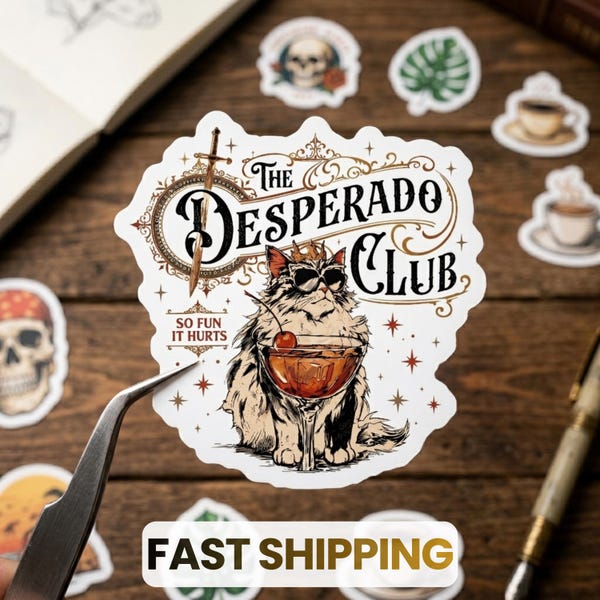 The Desperado Club Sticker, Sci-Fi Book Lover Decal, Princess Donut Inspired Design, Fantasy Reader Decal, Waterproof Vinyl, Free Shipping