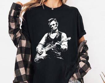 Präsident Abraham Lincoln, der Gitarre spielt Abe Lincoln Comfort Farben T-Shirt, Lustige Geschichte Musik Liebhaber Geschenk, Vintage Politische Humor Tee
