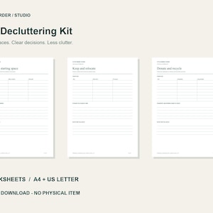 Decluttering Kit Printable PDF: 6 Worksheets, A4 & US Letter
