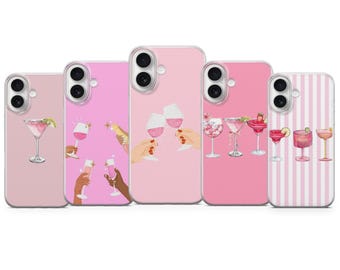 Funda para teléfono Pink Cocktails Party Cover para iPhone 17 Pro Max, 16e, 15, 14, 12 Samsung S26Ultra, S24 FE, A56, S26 Pixel 10 XL, 9a, 8