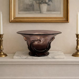 Vandermark Studios Art Glass Bowl by Doug Merritt -Amythyst Glass, Sculptural Handblown Centerpiece
