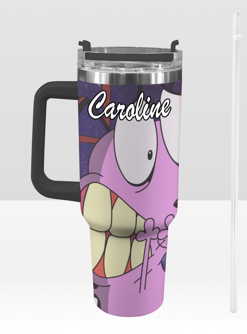 Mut zum feigen Hund 40 oz Becher: Personalisierter Stanley-inspirierter Edelstahlbecher Bild 1