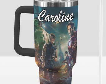 Avengers 40 oz Tumbler: Hulk, Iron Man, Thor, Captain America Personalized Stanley-Inspired Stainless Steel Cup