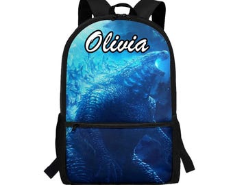 Godzilla custom school backpack: Personalized laptop bag