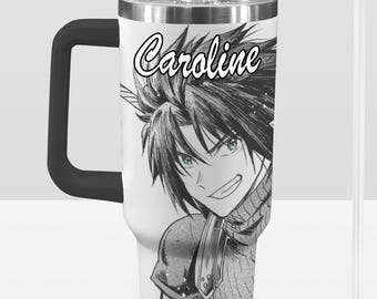 Final Fantasy VII 40 oz Tumbler: Zack Fair Personalized Stanley-Inspired Stainless Steel Cup