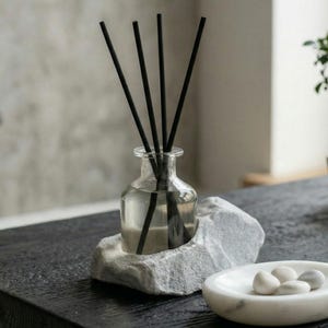 White Stone Effect Diffuser Holder, Minimalist Japandi Decor, Reed Diffuser Base