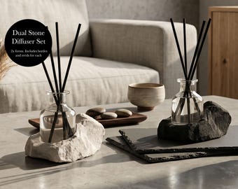 Dual Stone Reed Diffuser Holder, Minimalist Japandi Style Diffuser Base