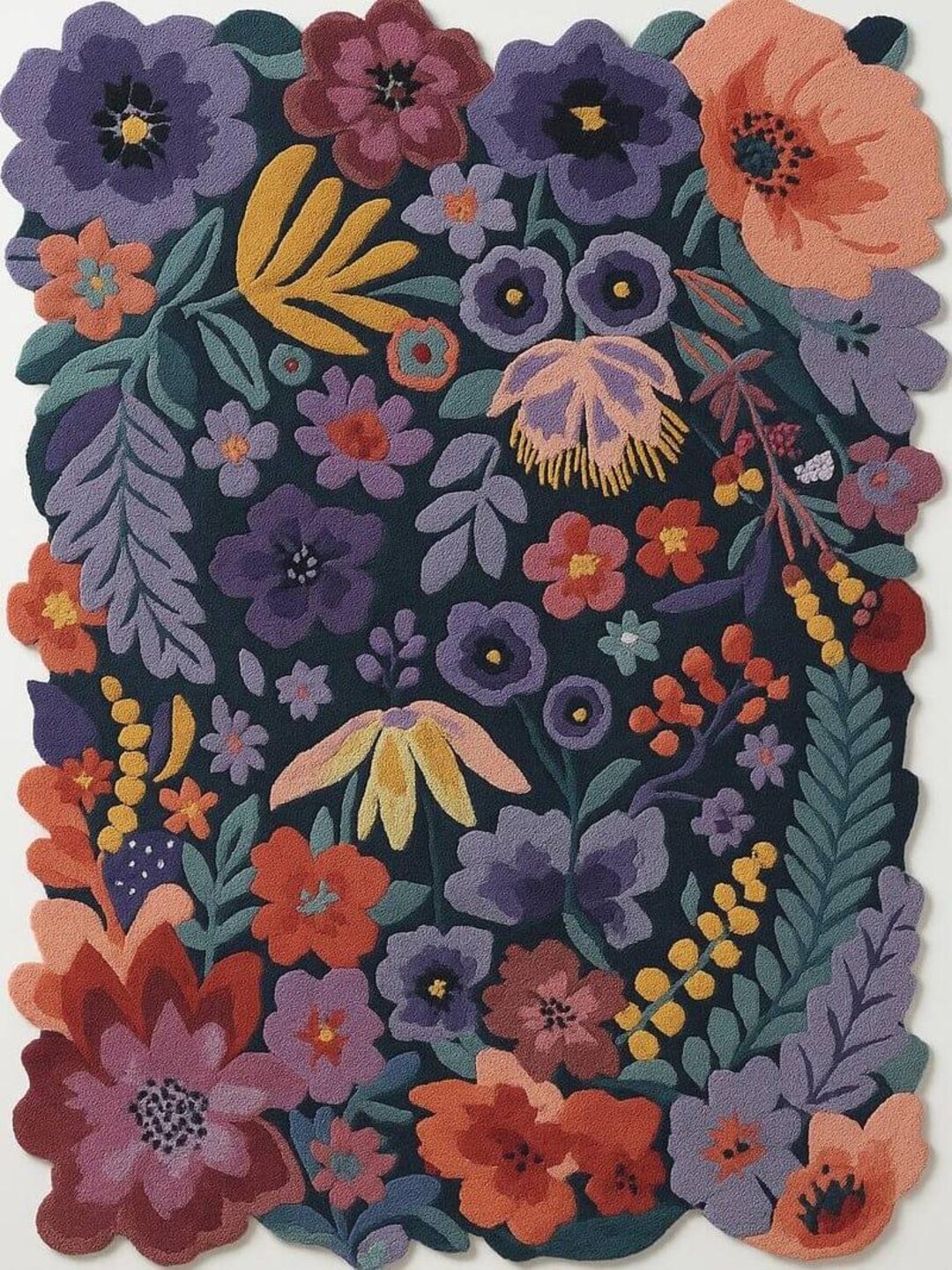 Bloom Collection Rugs Bloom Hand Tufted Wool Rug, Colorful Floral Garden Area Rug, Scalloped ...
