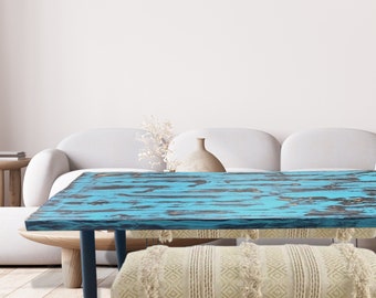 Bali Boat Blue Solid Wood Dining Table