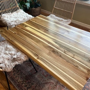 Live-Edge Dining Table | Teak Wood Dining Room Table | Large Solid Wood Dining Table | Modern Rustic Style | Modern Style Legs - UMBUZO