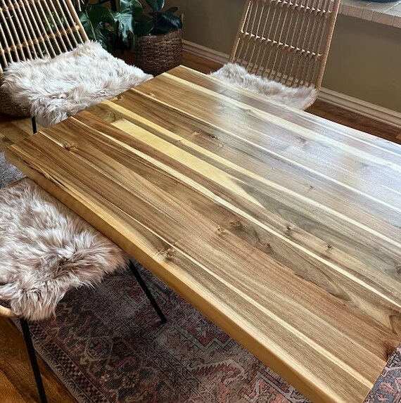 Live-Edge Dining Table | Teak Wood Dining Room Table | Large Solid Wood Dining Table | Modern Rustic Style | Modern Style Legs - UMBUZO