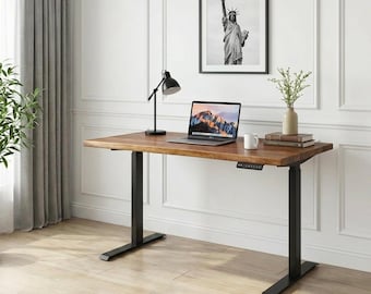 Standing Desk | Live Edge Walnut Acacia Desk | Black Dual Motor Frame | Stand-Up Desk | Live-Edge Desk | Adjustable Standing Desk - UMBUZO
