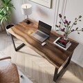 Exotic Live Edge Desk | Walnut Color Solid Wood Desk | Acacia Wood Table | Multiple Steel Leg Options | Modern Rustic Style Table - UMBUZO