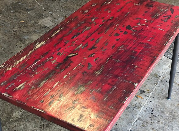 UmbuzÖ Antique Red Distressed Wood Desk Antique Red Distressed Wood Desk, Red Distressed Furniture
