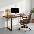 Solid Wood Live Edge Desk, Mid-Modern Rustic Table, Walnut Finish