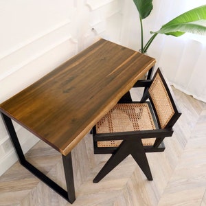 Solid Hardwood Acacia Desk | Live-Edge Hardwood Desk | Modern Rustic Style Desk | Wood Office Desk | Choose Your Size and Leg Style - UMBUZO