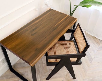 Desk - U Shaped Legs, Solid Wood Desk, Live Edge Hardwood Desk, Modern Desk, Office Desk, Desk with Storage