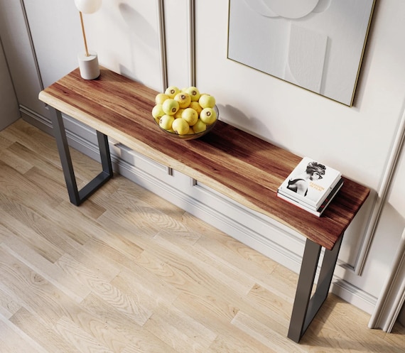Live-Edge Console Table | Walnut Color Console Table | Entry Way Table | Modern Console Table | Solid Wood Console Table | U-Legs - UMBUZO