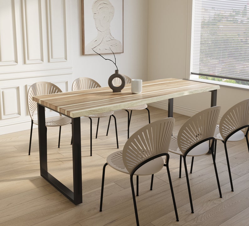 Rustic modern dining table blending elegance with functionality