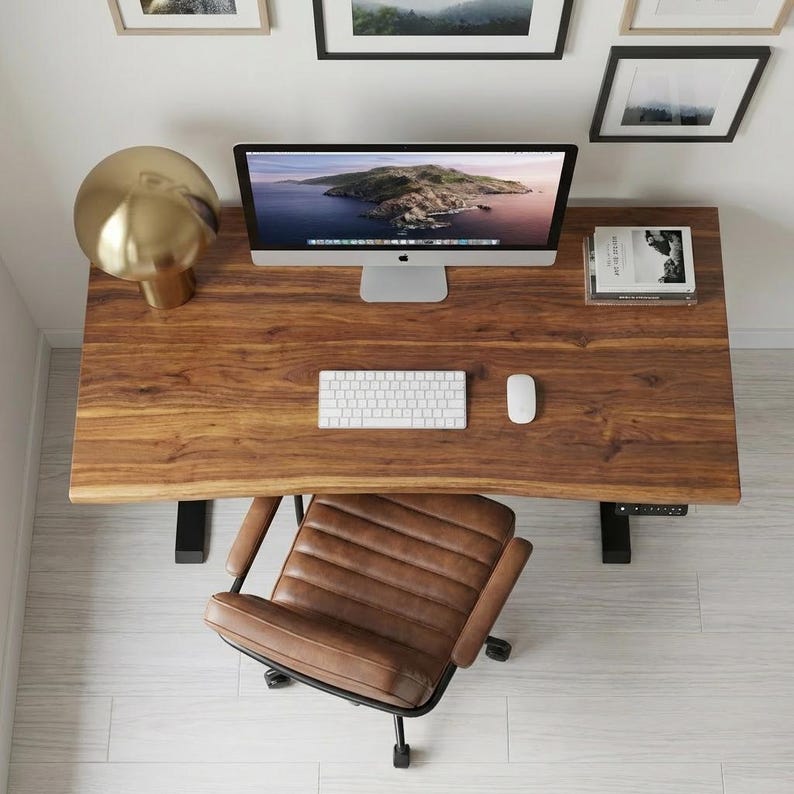 Walnut Live Edge Standing Desk | Adjustable Height Desk | Sit Stand Desk | Solid Wood Desk | Computer Desk | Office Standing Desk - UMBUZO image 3