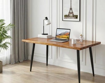 Solid Hardwood Acacia Desk | Live-Edge Hardwood Desk | Modern Rustic Style Desk | Wood Office Desk | Choose Your Size and Leg Style - UMBUZO