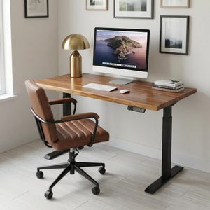 Walnut Live Edge Standing Desk | Adjustable Height Desk | Sit Stand Desk | Solid Wood Desk | Computer Desk | Office Standing Desk - UMBUZO