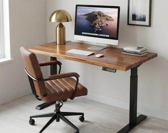 Walnut Live Edge Standing Desk | Adjustable Height Desk | Sit Stand Desk | Solid Wood Desk | Computer Desk | Office Standing Desk - UMBUZO