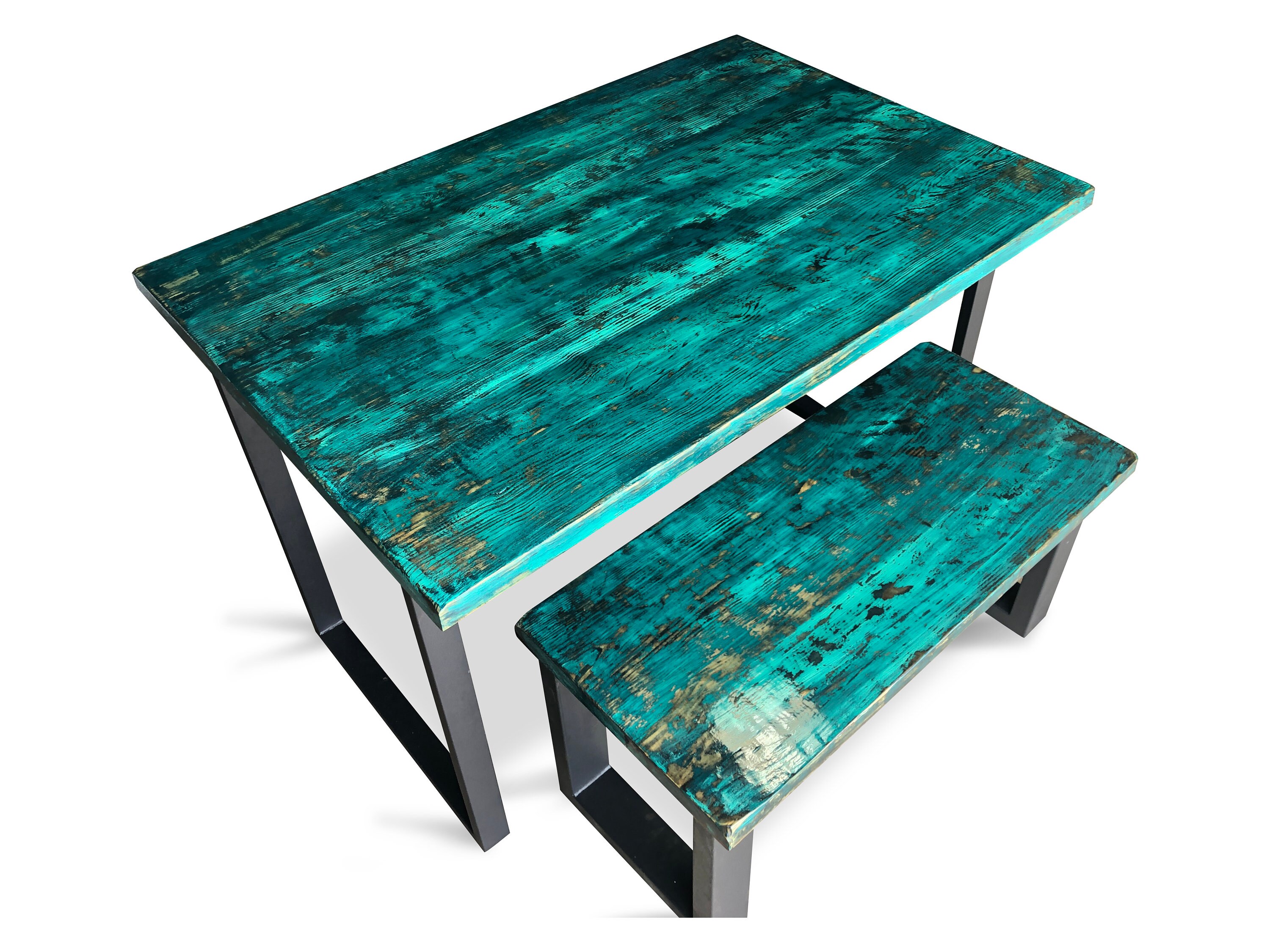 Wood Dining Table & Bench Etsy