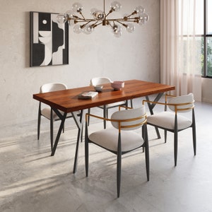 Wood Dining Table | Walnut Color Dining Table | Solid Wood Kitchen Table | Modern Dining Table | Handcrafted Dining Table | Y-Legs - UMBUZO