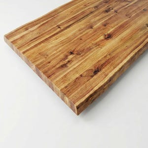 Live-Edge Solid Wood Teak Color Tabletop | DIY Tabletop | DIY Counter Top | 1.75" Thick Light Color Acacia Wood | Edge-Glued Panel - UMBUZO