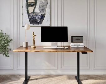 Desk - Standing Desk, Walnut Desk, Exotic Hardwood, Sit-Stand-Up Desk, Live Edge Desk, Adjustable Standing Desk, Solid Wood Desk.