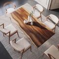 Handmade Live-Edge Acacia Dining Table: Seats 8, Modern Style