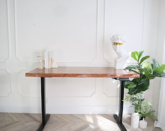 Solid 2&quot; Standing Desk | Extra Thick Walnut Live Edge | Home Office Standing Desk | Handcrafted Ethically Sourced Solid Table Top - UMBUZO