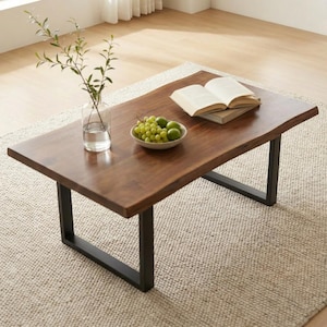 Live-Edge Walnut Coffee Table | Exotic Coffee Table with U-Shaped Legs | Handcrafted Living Room Table | Modern Hardwood Table - UMBUZO