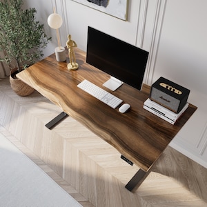 Exotic Hardwood Live Edge Standing Desk