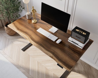 Exotic Hardwood Live Edge Standing Desk