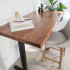 Solid 2 Extra Thick Live Edge Standing Desk, Stand Up Desk Walnut image 1