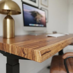 Walnut Live Edge Standing Desk | Adjustable Height Desk | Sit Stand Desk | Solid Wood Desk | Computer Desk | Office Standing Desk - UMBUZO image 2