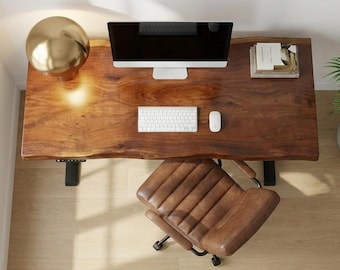 Solid 2" Standing Desk | Extra Thick Walnut Live Edge | Home Office Standing Desk | Handcrafted Ethically Sourced Solid Table Top - UMBUZO