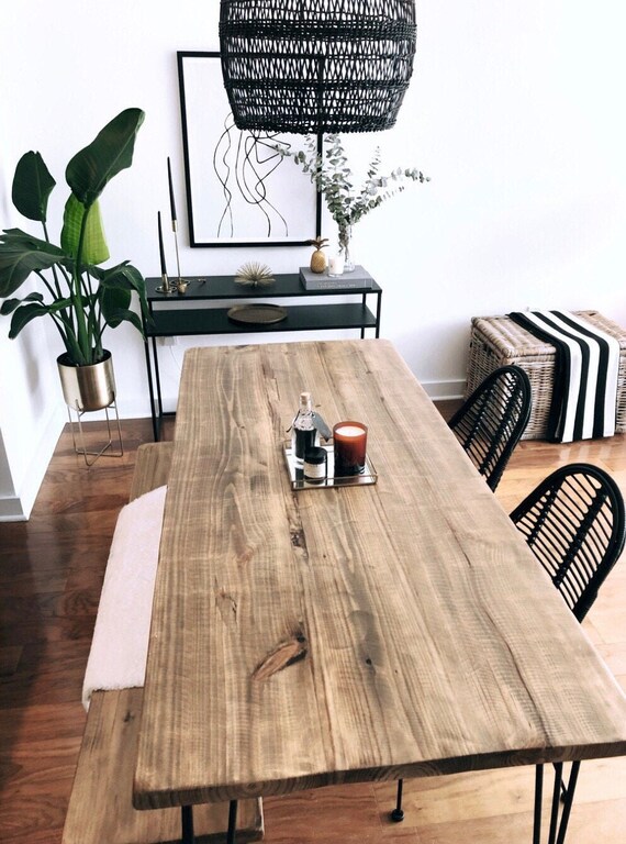 Reclaimed Wood Metal Dining Table Boho Reclaimed Wood Metal Dining Table, Reclaimed Wood And Metal Dining Table