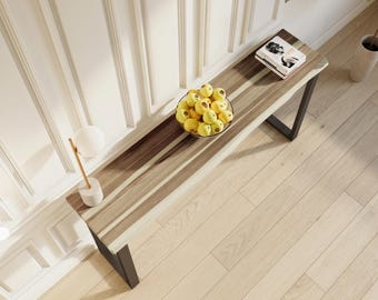 Console Table | Live-Edge Teak Console Table | Entry Way Table | Modern Console Table | Teak Entryway Table | Metal U-Legs - UMBUZO